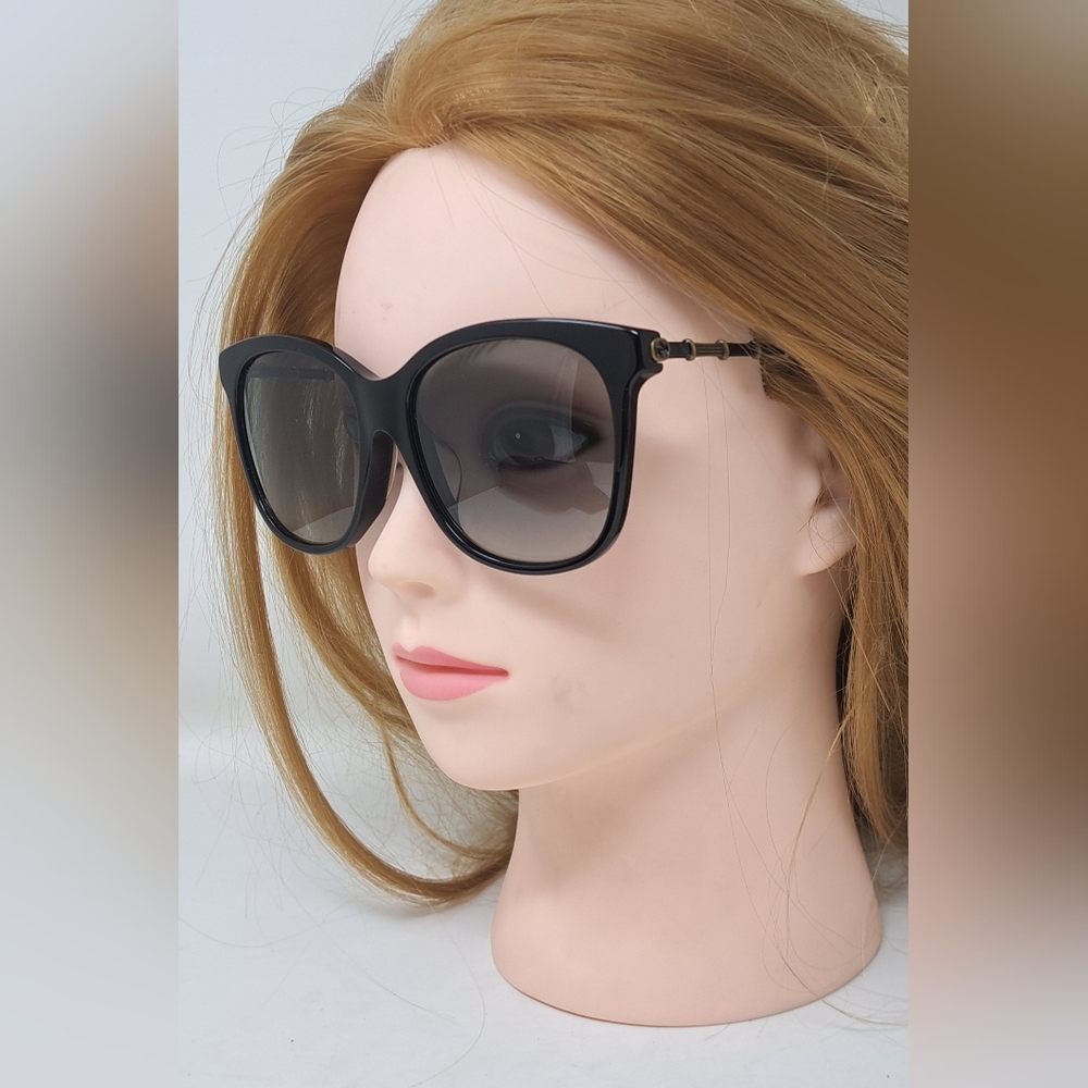 Gucci Sunglasses GG0655SA 001 Black Gold Grey Full Rim Square 56MM 56-17-150 - Picture 15 of 16
